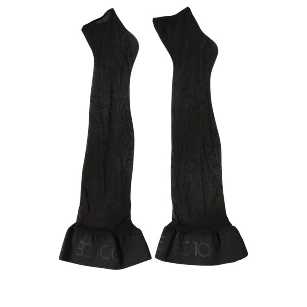 Dolce & Gabbana Black Nylon Logo Calf Long Women Accessory Women's Socks